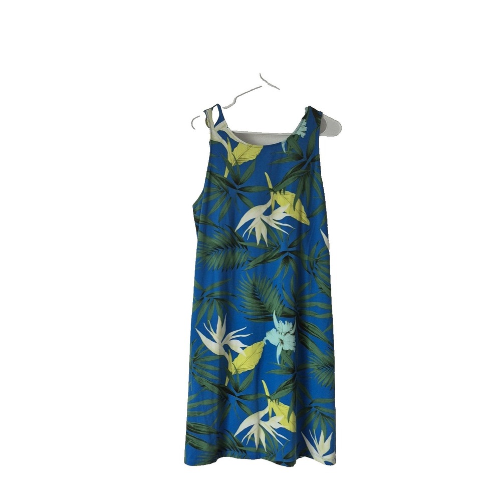 Talbots Dress Womens L Blue Flower Sleeveless Round Neck Knee Length Shift